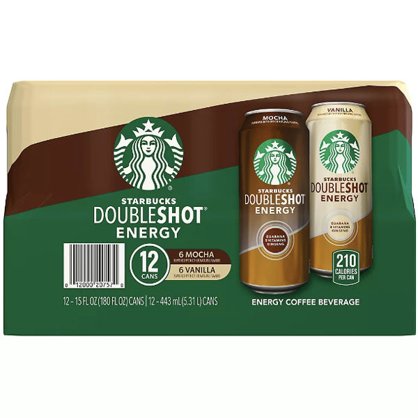 Starbucks Doubleshot Energy Coffee Beverage Variety Pack, 15 oz., 12 Count