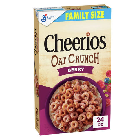 Cheerios Oat Crunch Berry Oat Breakfast Cereal, Family Size, 24 oz