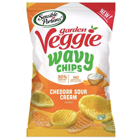 Sensible Portions Garden Veggie Wavy Chips Cheddar Sour Cream, 6 oz