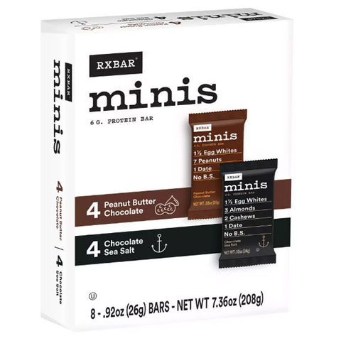 RXBAR Mini Chocolate Sea Salt + Peanut Butter Chocolate Protein Bars, 8 Count