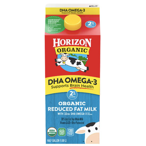 Horizon Organic 2% Reduced Fat DHA Omega-3 Milk, Half Gallon