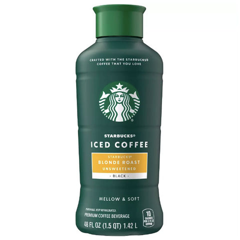 Starbucks Unsweetened Blonde Roast Iced Coffee, 48 fl oz