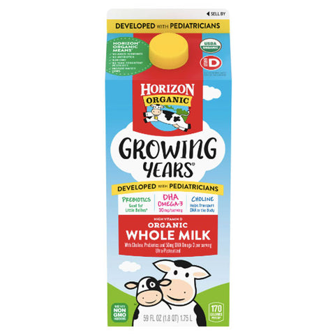 Horizon Organic Growing Years Whole DHA Omega-3 Milk, Half Gallon