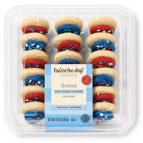 Favorite Day™ Patriotic Red & Blue Mini Frosted Sugar Cookies, 9.4oz., 18 Count