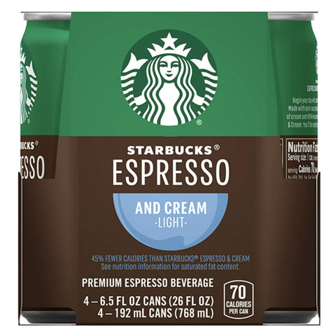 Starbucks Doubleshot, Espresso & Cream Light Coffee 4 Count