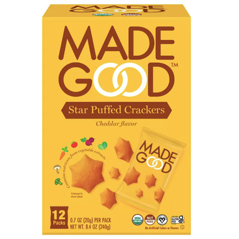 MadeGood Star Puffed Cheddar Crackers, 8.4oz. 12 Count