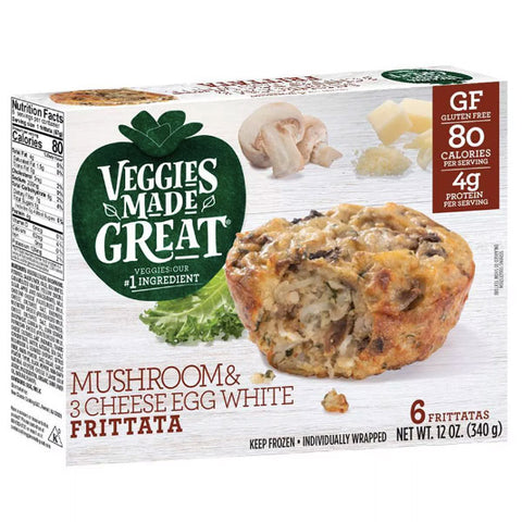 Veggies Made Great Gluten Free Frozen Mushroom & Three Cheese Frittata, 12oz, 6 Ct