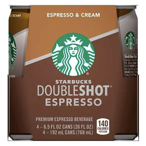 Starbucks Doubleshot, Espresso & Cream Coffee, 6.5 oz, 4 Count