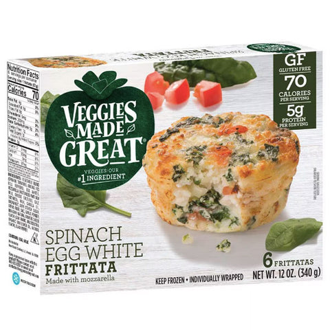 Garden Lites Veggies Made Great Gluten Free Frozen Spinach Egg White Frittata, 12oz, 6 Ct