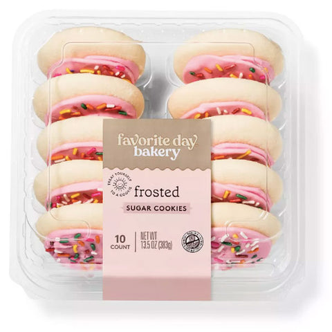 Favorite Day™ Frosted Sugar Cookies With Pink Icing, 13.5oz, 10 Count