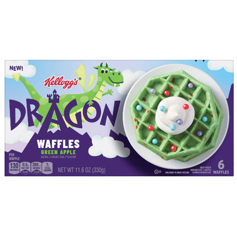 Kellogg's Dragon Green Apple Frozen Waffles, 11.6 oz, 6 Count