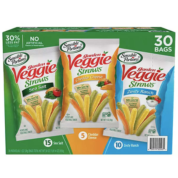 Sensible Portions Garden Veggie Straw Variety Pack, 30 Count