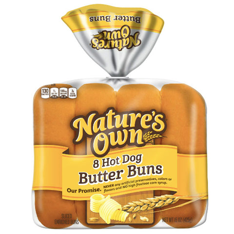 Nature's Own Hot Dog Butter Buns, 15 oz, 8 Count