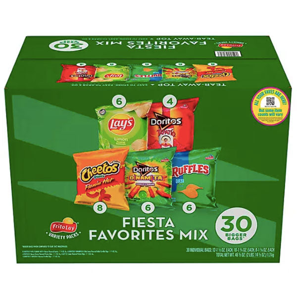 Frito-Lay Fiesta Favorites Mix Chips and Snacks, 30 Count