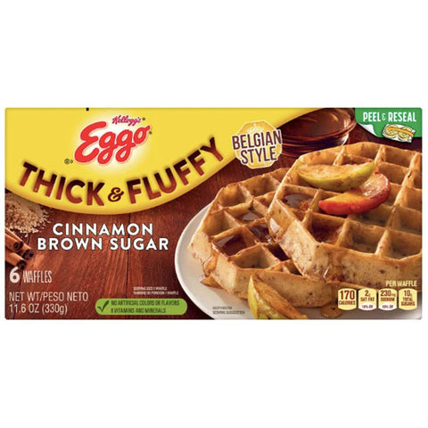 Eggo Thick and Fluffy Cinnamon Brown Sugar Frozen Waffles, 6 Count