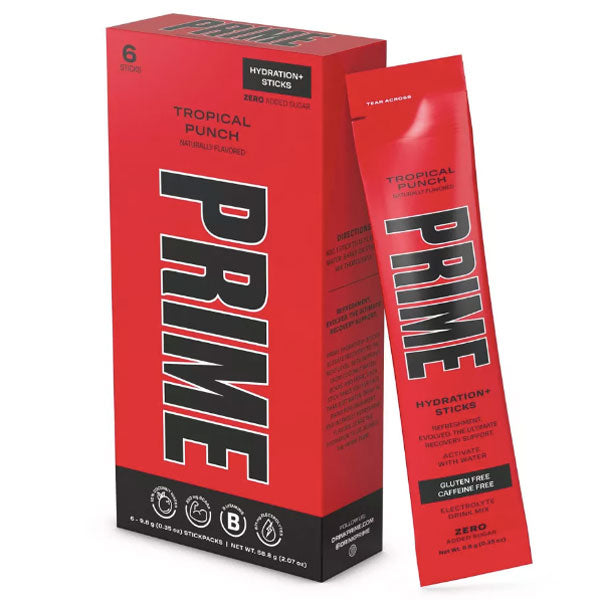 Prime Hydration+ Tropical Punch Sticks, 9.8g, 6 Count