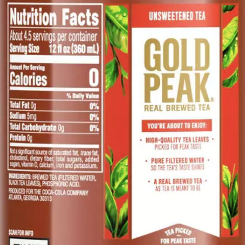 Gold Peak Unsweetened Black Iced Tea Drink, 59 fl oz