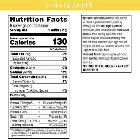 Kellogg's Dragon Green Apple Frozen Waffles, 11.6 oz, 6 Count