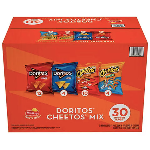 Doritos and Cheetos Mix Snacks Variety Pack, 30 Count