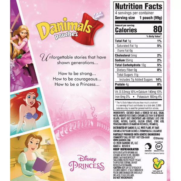 Danimals Mixed Berry Blast Kids' Squeezable Yogurt Pouches, 3.5oz, 4 Count