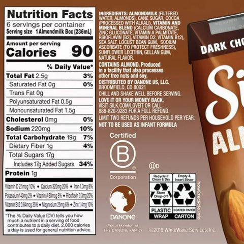 Silk Shelf-Stable Dark Chocolate Almond Milk Singles, 8 Oz., 6 Count