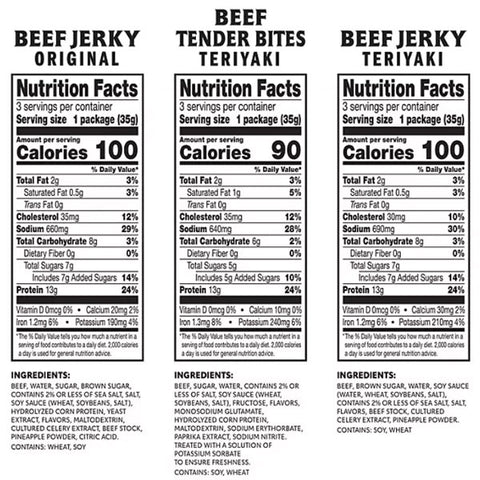 Jack Link's Variety Beef Jerky, 9 Count, 1.25 oz package, 11.25 oz net