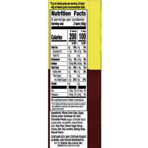 Nature Valley Granola Bars Crunchy, Oats 'n Dark Chocolate, 8.94 oz. 12 Bars