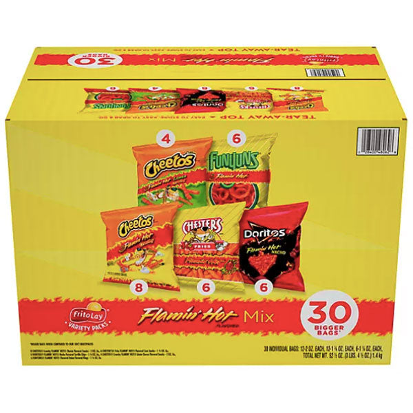 Frito-Lay Flamin' Hot Mix Variety Pack Snacks, 30 Count