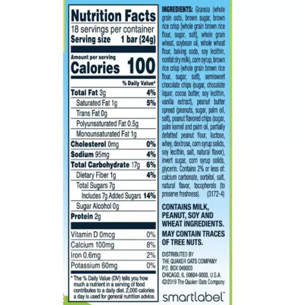 quaker granola bars nutrition