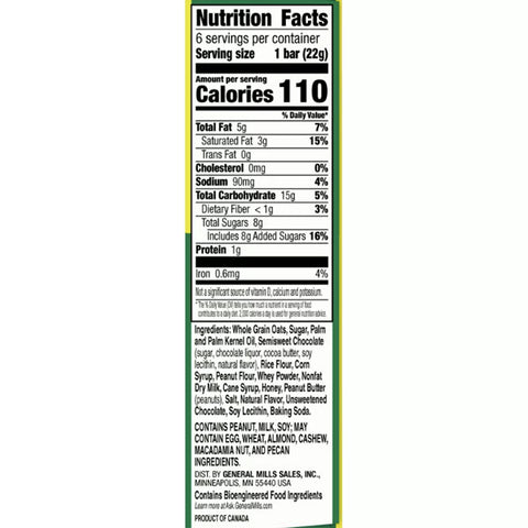 Nature's Valley Crunchy Dipped Peanut Butter Chocolate, 4.68oz, 6 Count