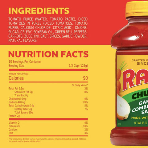 Ragu Chunky Garden Combination Pasta Sauce, 45 oz.