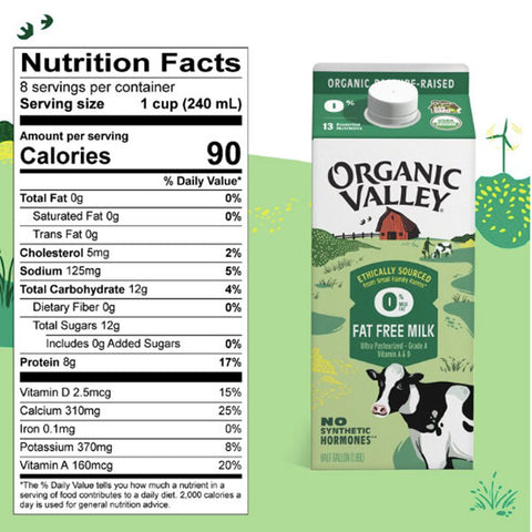 Organic Valley Ultra Pasteurized Organic Fat Free Milk, 64 oz