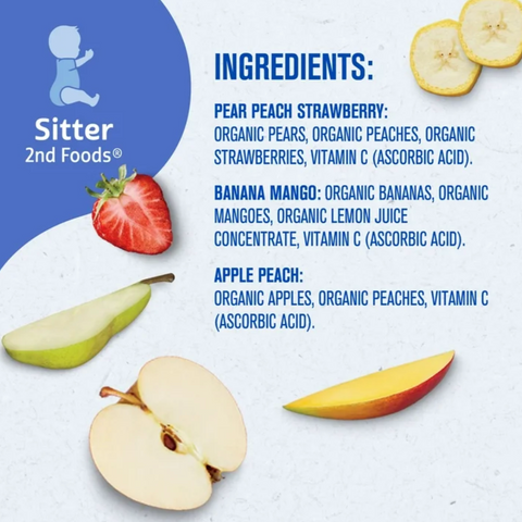 Gerber Stage 2 Baby Food, Organic Fruit Puree Smoothie Variety Pack, 3.5 oz 9 Count
