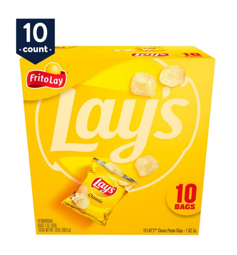 Lay's Classic Potato Chips, 1 oz Bags, 10 Count