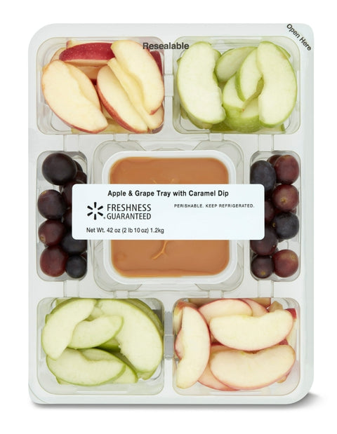 Freshness Guaranteed Apple & Grapes Tray with Caramel Sauce, 42 oz