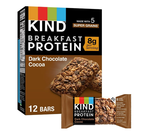 KIND Breakfast Protein Bars, Dark Chocolate Cocoa, 12 Count