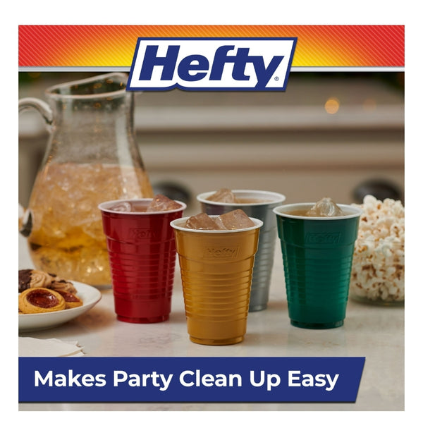 Hefty Party On Plastic Cups, Holiday Assorted Colors, 16 Ounce, 100 Count 