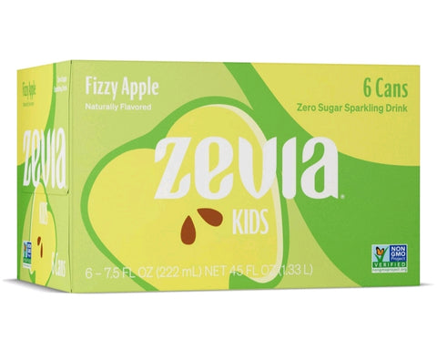 Zevia Kidz Fizzy Apple Zero Calorie Soda, 7.5 fl oz Cans, 6 Count