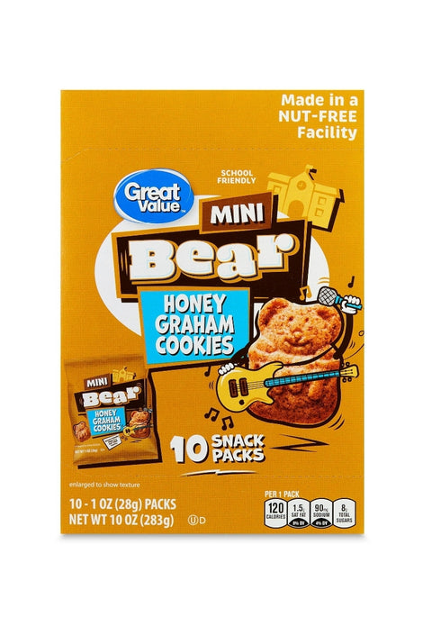 Great Value Honey Mini Bear Grahams, 10 oz, 10 Count