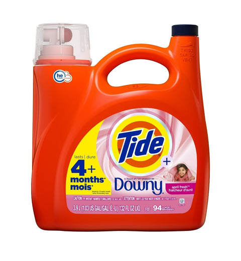 Tide Downy April Fresh, 94 Loads Liquid Laundry Detergent, 132 oz