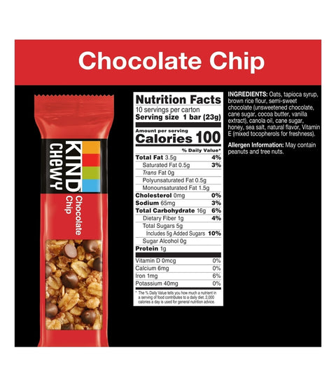 Kind Bars, Chewy Chocolate Chip Bars, Gluten free, 10 Count