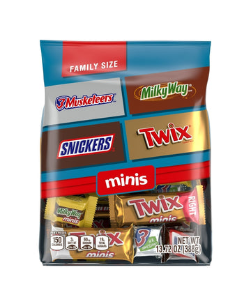 Snickers, Twix, Milky Way, & Three Musketeers Assorted Chocolate Candy Bar, Family Size