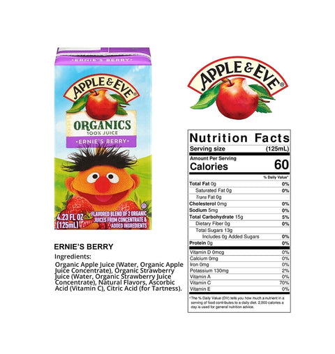 Apple & Eve Organics, Ernie's Berry Juice, 4.23 fl-oz, 8 Count