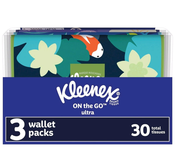 Kleenex On-the-Go Ultra 3 pack Wallet Packs Facial Tissue