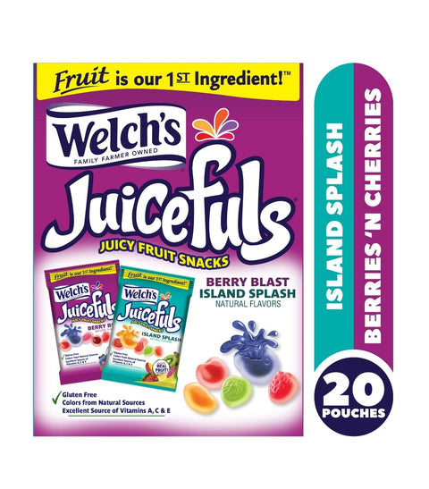 Welch's Juicefuls, Variety, Island Splash & Berries 'n Cherries, Fruit Snacks, 1 oz, 20 Count