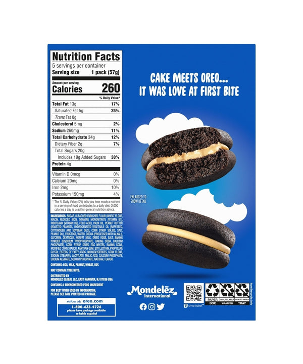 Oreo Peanut Butter Cakesters Soft Snack Cakes, 5 Count, 10.1 oz