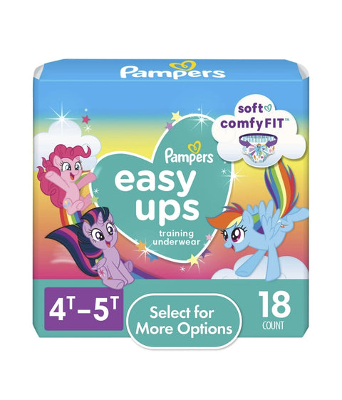 Pampers Easy Ups Girls Training Pants, Size 4T-5T, 18 Count