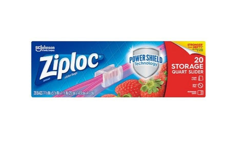 Ziploc® Brand Slider, Quart Storage Bags, 20 Count