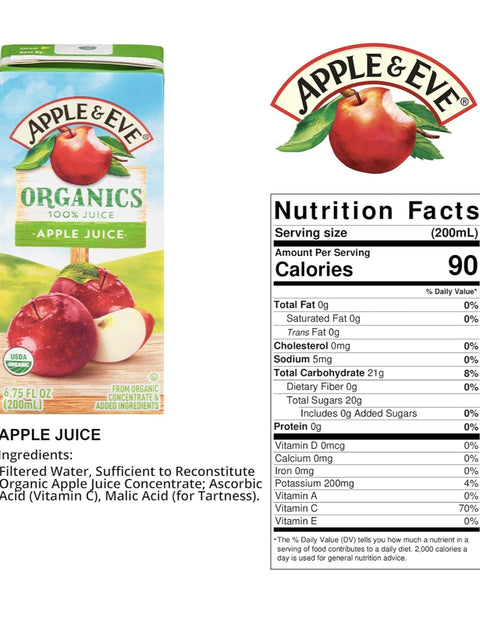 Apple & Eve Organics, Apple Juice, 6.75 fl-oz, 8 Count