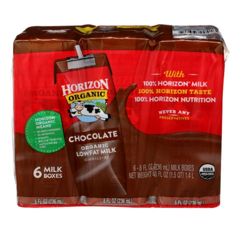 Horizon Organic 1% Low Fat UHT Chocolate Milk, 8 Oz., 6 Count